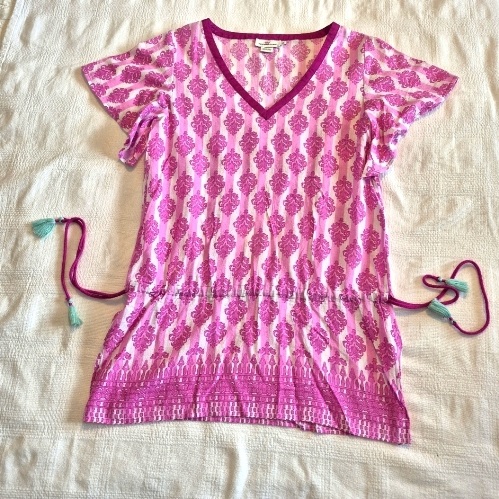 Vineyard Vines womens xs swim cover up purple & white drawstring EUC